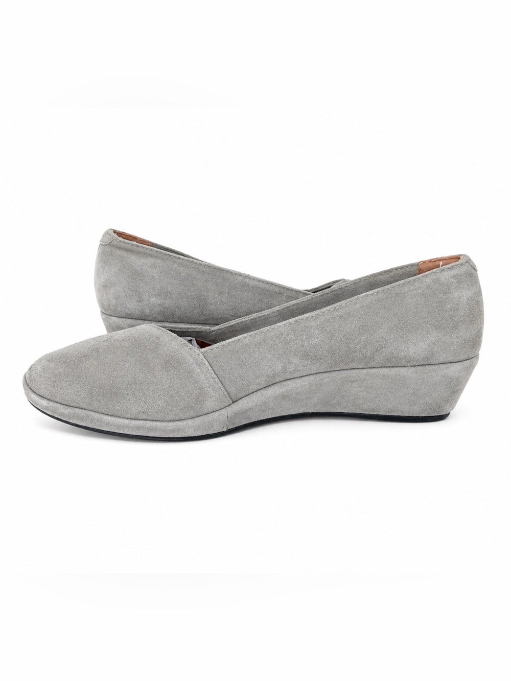 Women's Suede Slip-On Flats in soft light grey